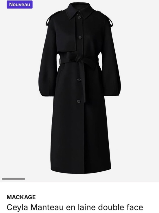 Mackage Jackets & Blazers - Mackage Black Wool Tie-Waist Long Coat